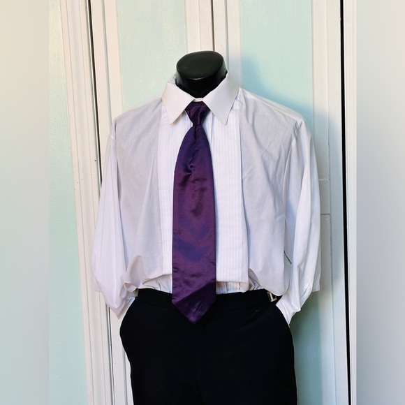 Amethyst Royal Dark Purple Eggplant Satin Tie Wedding Prom Tuxedo Pre Tied clip - Picture 1 of 2